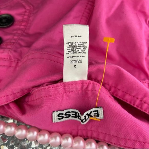 Express shorts cargo button up bright pink pockets on the back cute y2k 2000s - Picture 6 of 6